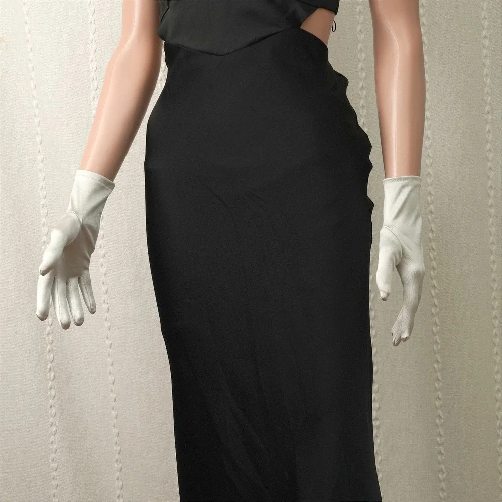 Vintage Style Silver Satin Wrist Length (2BL)‎ Formal Evening Gloves